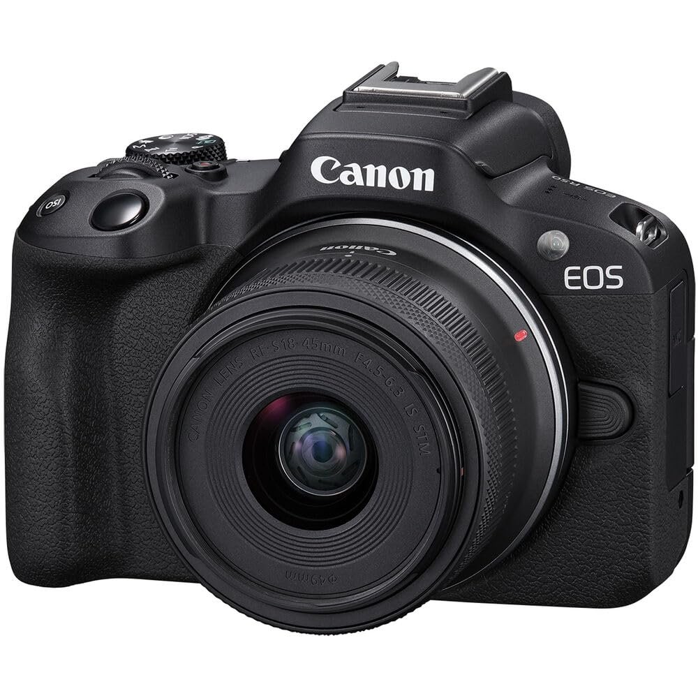 Canon EOS R50 Mirrorless Vlogging Camera (Black) w/RF-S18-45mm F4.5-6.3 is STM Lens (Renewed)