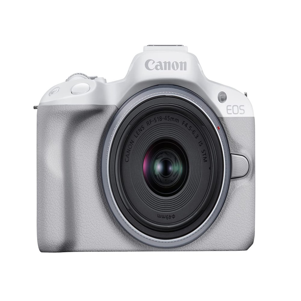 Canon EOS R50 Mirrorless Vlogging Camera (White) w/RF-S18-45mm F4.5-6.3 is STM Lens (Renewed)