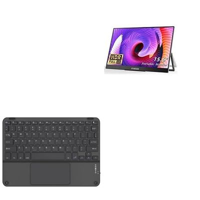 BoxWave Keyboard Compatible with FYHXele Portable Monitor Touchscreen M156DT (15.6 in) - SlimKeys Bluetooth Keyboard with Trackpad, Portable Slim TouchPad - Jet Black