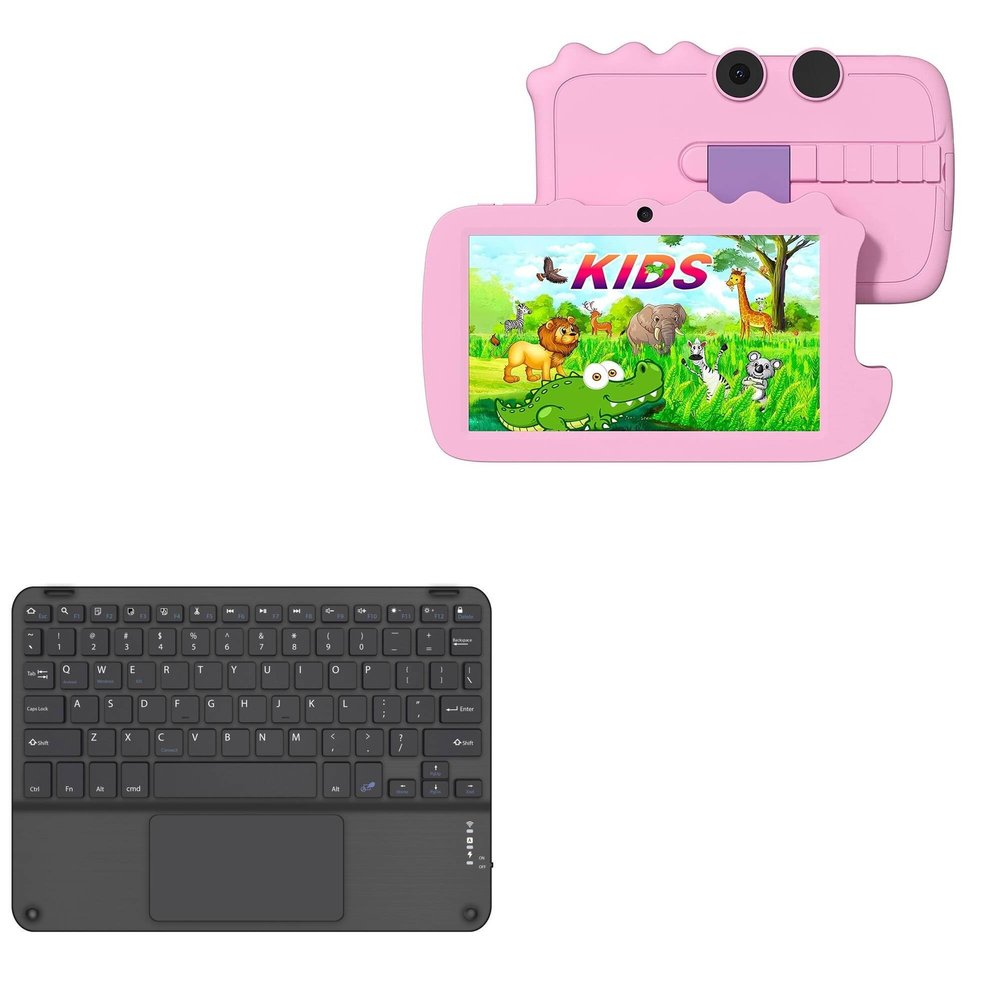 BoxWave Keyboard Compatible with ATOZEE Toddler Tablet AT70K (7 in) - SlimKeys Bluetooth Keyboard with Trackpad, Portable Slim TouchPad - Jet Black