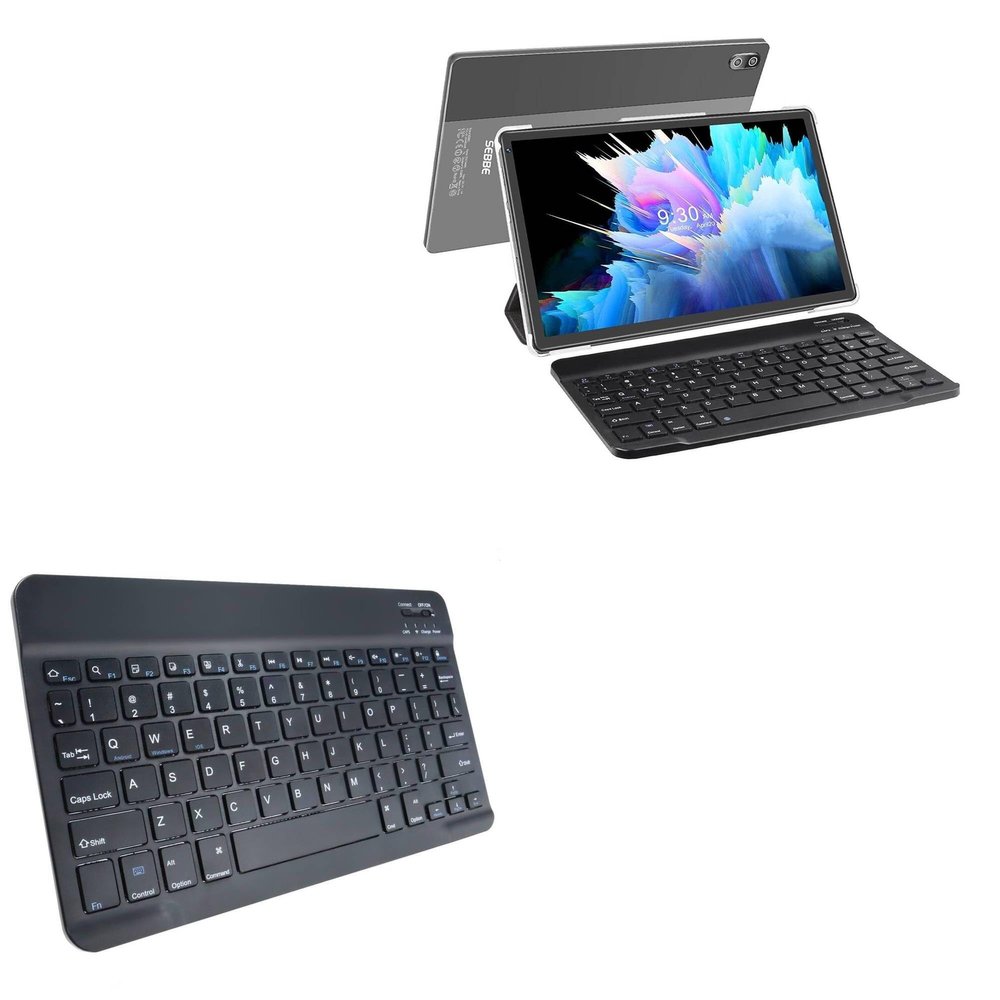 BoxWave Keyboard Compatible with SEBBE Android 11 Tablet S23 (10.36 in) - SlimKeys Bluetooth Keyboard, Portable Thin with Chiclet-Style Keys - Jet Black