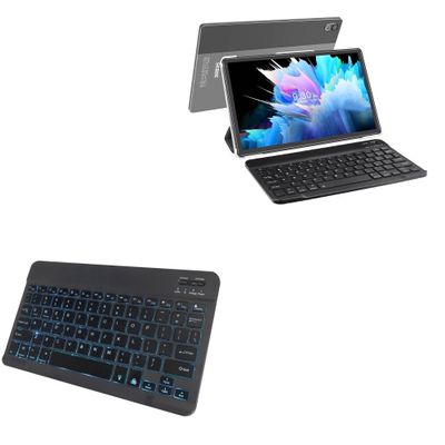 BoxWave Keyboard Compatible with SEBBE Android 11 Tablet S23 (10.36 in) - SlimKeys Bluetooth Keyboard - with Backlight, Portable Slim LED 7 Colors - Jet Black