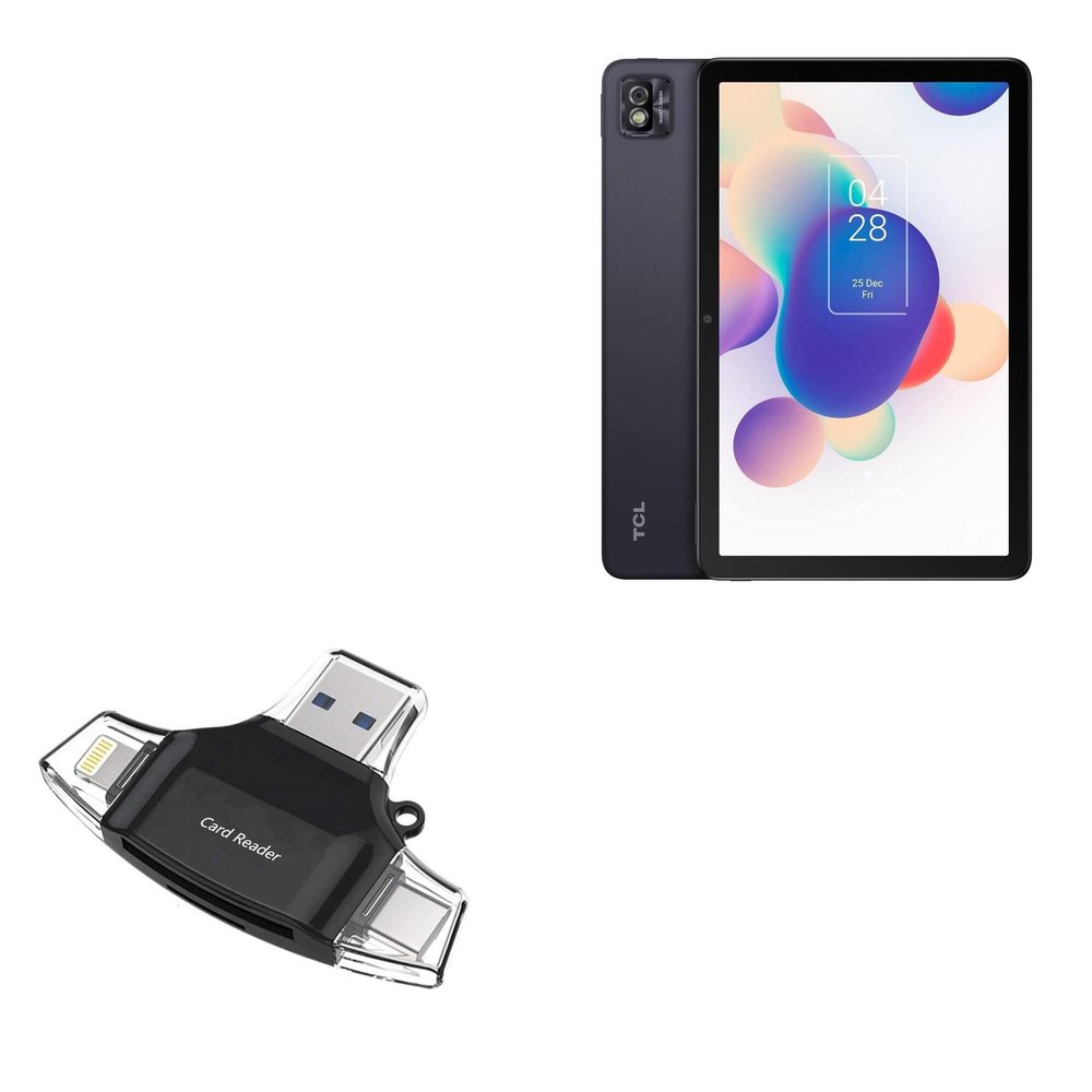 BoxWave Smart Gadget Compatible with TCL TAB 10s 9081X1-2CAZUS11 (10.1 in) - AllReader SD Card Reader, microSD Card Reader SD Compact USB - Jet Black