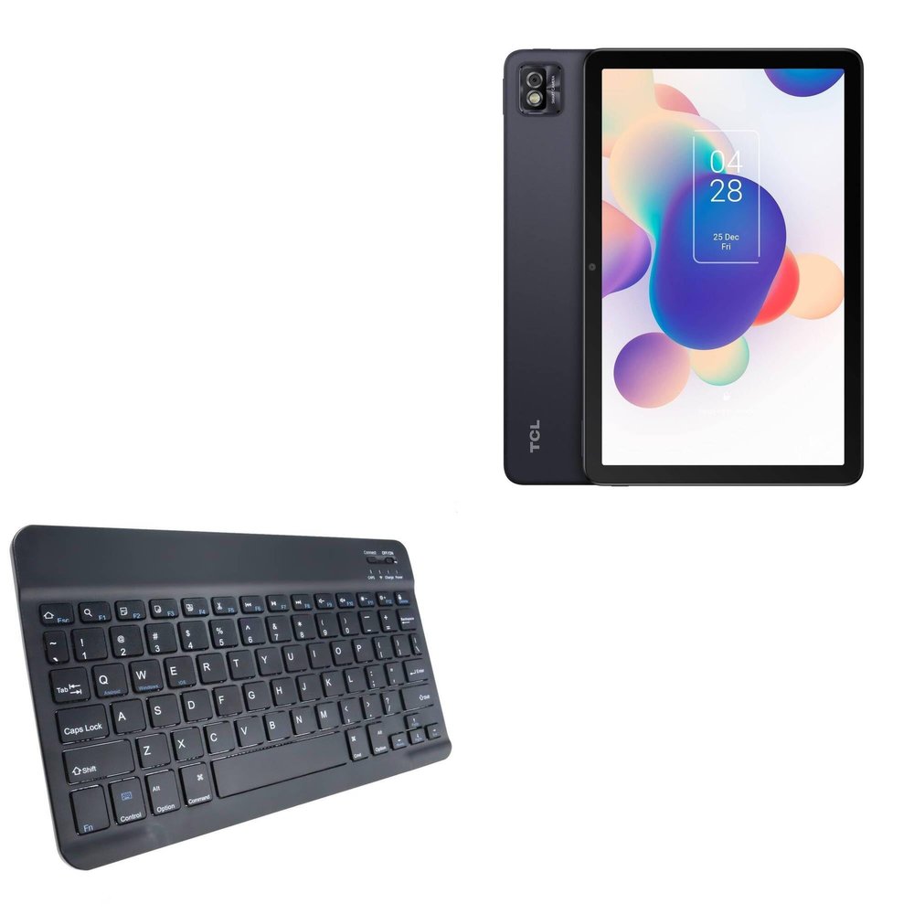 BoxWave Keyboard Compatible with TCL TAB 10s 9081X1-2CAZUS11 (10.1 in) - SlimKeys Bluetooth Keyboard, Portable Thin with Chiclet-Style Keys - Jet Black