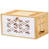 Fodalob Dust-Proof Box, Wireless Router Storage Box, Household Power Cord Arrangement Box, Desktop Storage Rack, Soild Wood, 2 Tiers view 1