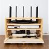 Fodalob Dust-Proof Box, Wireless Router Storage Box, Household Power Cord Arrangement Box, Desktop Storage Rack, Soild Wood, 2 Tiers view 3