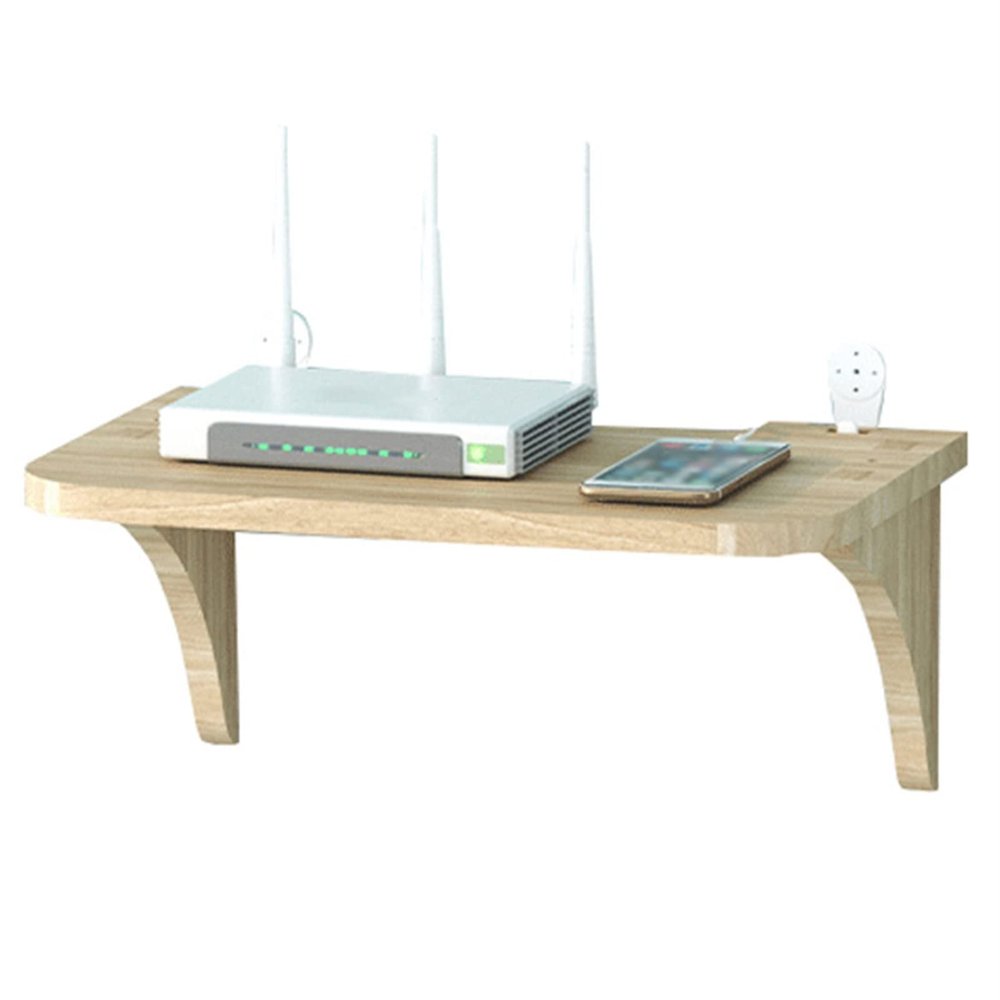 Fodalob Floating Projector Shelf Rack Wood WiFi Router Shelf Wall Mount Holder TV Stand Wireless Router Storage Box Modem Cable Box Cover (Size : 48cm)