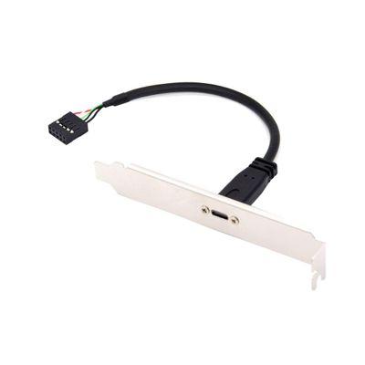 chenyang USB 2.0 Front Panel Header 9/10Pin Male to USB C Female Chassis Back Panel Port Extension Cable 17cm with 12cm PCI-E Slot Bracket