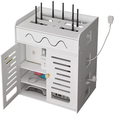 Scpantkend Wireless Router Storage Box Router Fences Floating TV Stand, WiFi Router Storage Box, Wall Hanging Router Decorative Box, Cable Organizer Power Charger Storage Organizer Hide Box
