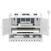 3 Layer WiFi Router Storage Box, Wireless Router Shelf, Cable Storage Box, Multi Layer Storage Rack, Power Strip and Cable Management Hider Rack Desktop Organizer Shelves with Double Door - White view 1