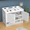 3 Layer WiFi Router Storage Box, Wireless Router Shelf, Cable Storage Box, Multi Layer Storage Rack, Power Strip and Cable Management Hider Rack Desktop Organizer Shelves with Double Door - White view 2