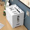 3 Layer WiFi Router Storage Box, Wireless Router Shelf, Cable Storage Box, Multi Layer Storage Rack, Power Strip and Cable Management Hider Rack Desktop Organizer Shelves with Double Door - White view 4