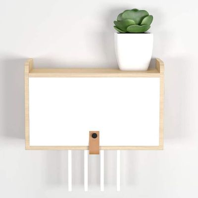 WiFi Router Organize Box Wall-Mounted Router Storage Rack, Solid Wood, Cable Box/Router/Remote Control/DVD Player/Game Console Storage Shelf (Size : 48 * 11 * 19cm)