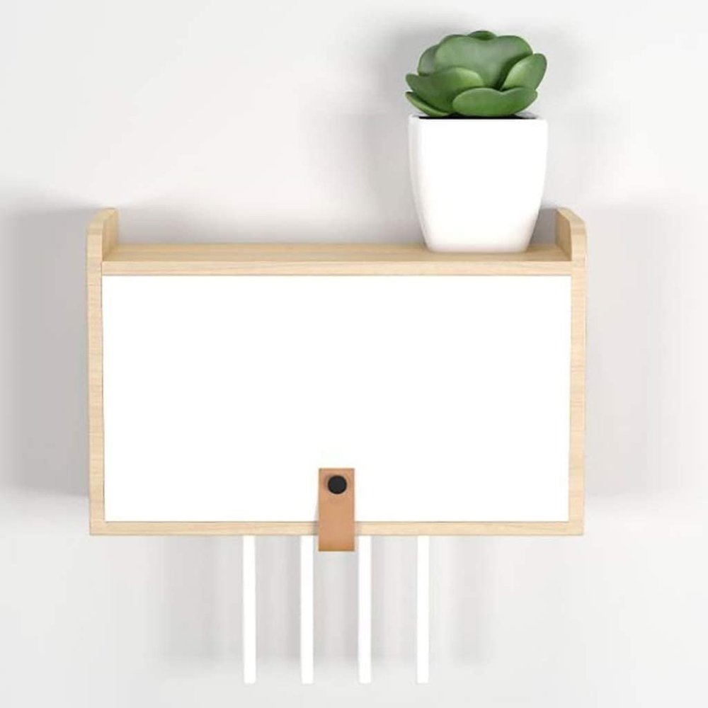 WiFi Router Organize Box Wall-Mounted Router Storage Rack, Solid Wood, Cable Box/Router/Remote Control/DVD Player/Game Console Storage Shelf (Size : 48 * 11 * 19cm)