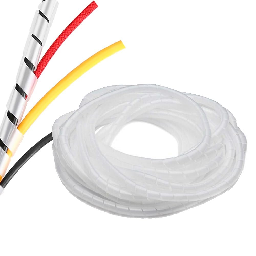 Spiral Cable Wrap - 20 Ft 1/2" Spiral Wire Wrap Cord Covers Bundle Sleeve Hose for Computer Electrical Wire Organizer-White (1/2 Inch-20Ft)