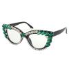COTIA Reading Glasses for Women Blue Light Blocking Cat eye Computer Rhinestone Fashion Reader Eyeglasses (green, 1, multiplier_x) view 3