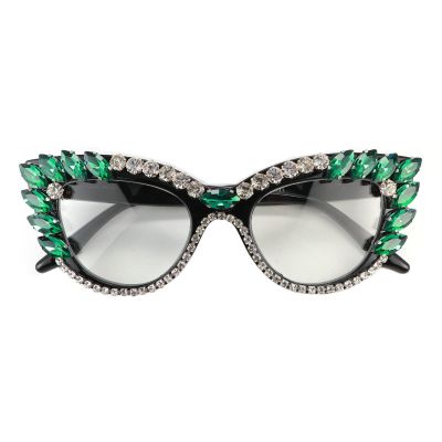 COTIA Reading Glasses for Women Blue Light Blocking Cat eye Computer Rhinestone Fashion Reader Eyeglasses (green, 2.5, multiplier_x)