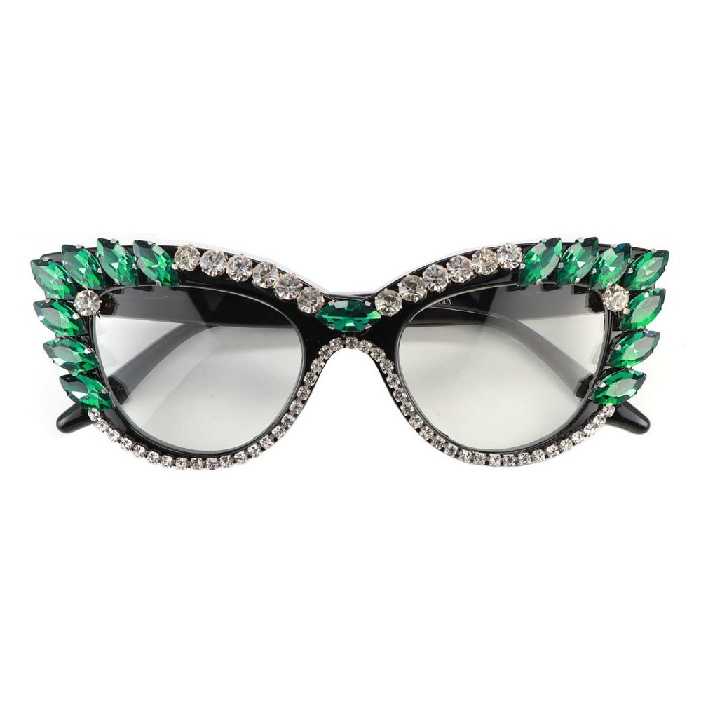 COTIA Reading Glasses for Women Blue Light Blocking Cat eye Computer Rhinestone Fashion Reader Eyeglasses (green, 2.5, multiplier_x)