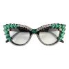 COTIA Reading Glasses for Women Blue Light Blocking Cat eye Computer Rhinestone Fashion Reader Eyeglasses (green, 2.5, multiplier_x) view 1