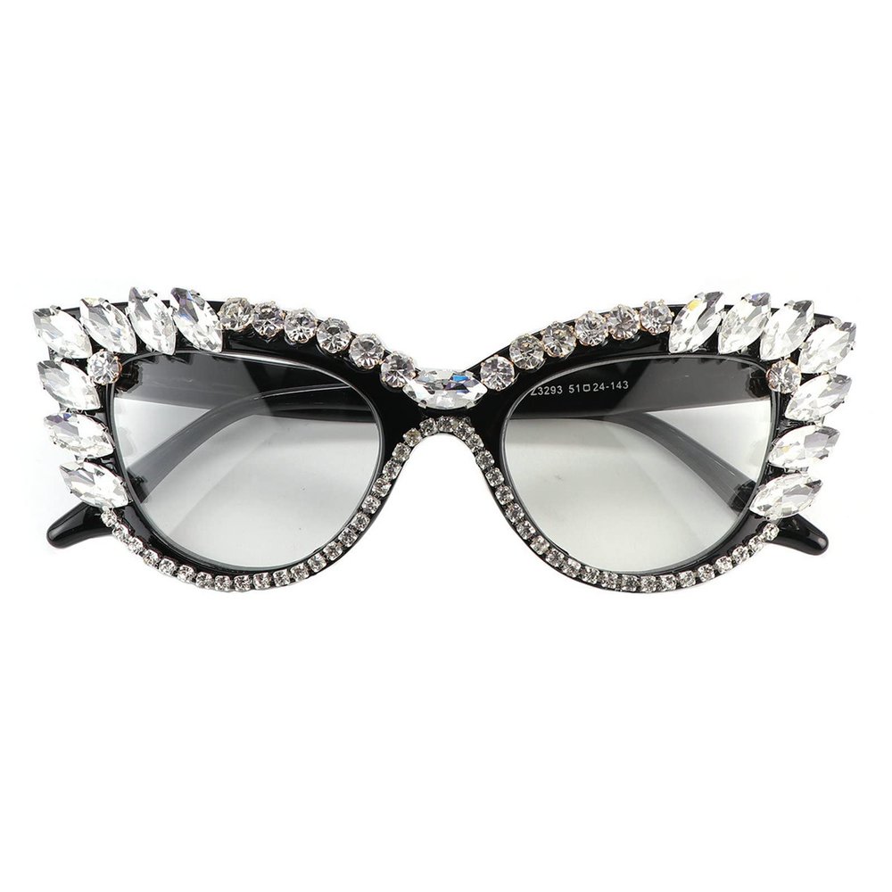 COTIA Reading Glasses for Women Blue Light Blocking Cat eye Computer Rhinestone Fashion Reader Eyeglasses (white, 3.25, multiplier_x)