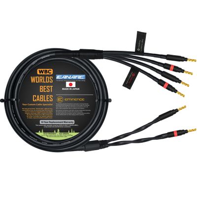 WORLDS BEST CABLES 3 Foot - Canare 4S11 Audiophile Grade - HiFi Star-Quad Bi-Wire Single Speaker Cable for Center Channel with Eminence Gold Banana Connectors