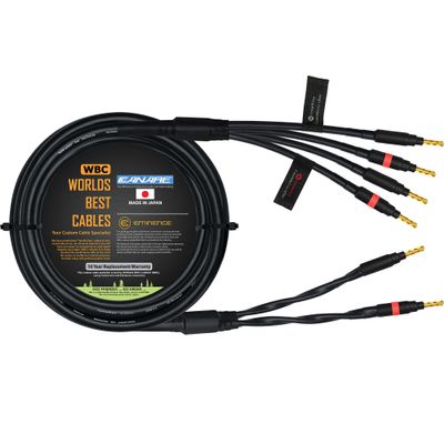 WORLDS BEST CABLES 12 Foot - Canare 4S11 Audiophile Grade - HiFi Star-Quad Bi-Wire Single Speaker Cable for Center Channel with Eminence Gold Banana Connectors