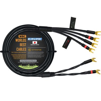 WORLDS BEST CABLES 15 Foot - Canare 4S11 Audiophile Grade - HiFi Star-Quad Bi-Wire Single Speaker Cable for Center Channel with Eminence Gold Spade Connectors