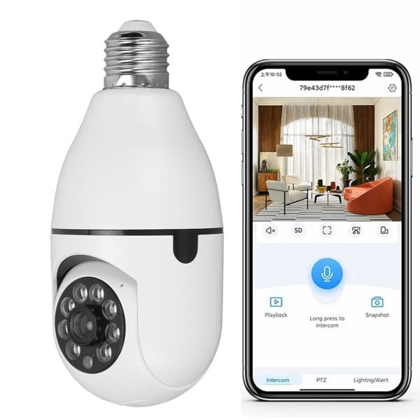 FOSA Bulb Camera 360 Light Bulb Security Camera 1080p HD Camera for Home Security with Motion Detection Alarm, 2 Way Talk, Night Works, Easy Setup