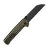 QSP Penguin Plus Folding Pocket Knife, 3.38" CPM20CV Black Stonewash Blade EDC Knife, Bronze Titanium Stonewash Handle, Frame Lock, Ceramic Ball Bearings, Reversible Wire Deep Carry Clip view 3