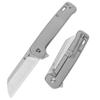 QSP Penguin Plus Folding Pocket Knife, 3.38" CPM20CV Two Tone Satin Blade EDC Knife, Bead Blasted Titanium Handle, Frame Lock, Ceramic Ball Bearings, Reversible Wire Deep Carry Clip view 1