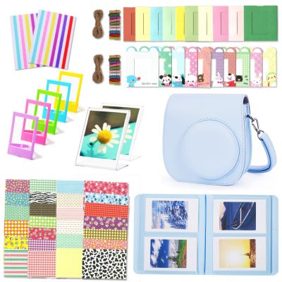 Leebotree Instant Mini 12 Camera Accessories Compatible with Fujifilm Instax Mini 12 Camera Include Case/Album/Wall Hang Frames/Film Frames/Border Stickers/Corner Stickers (Pastel Blue)