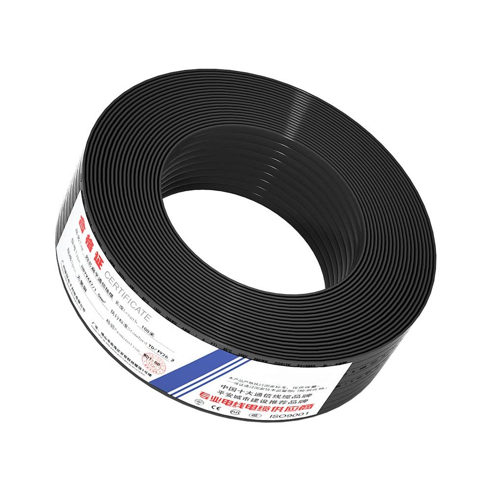 VIVOCH 100M (328ft) Pure Copper Multi-Strand Telephone Line RJ11 Communication 4-Core Indoor Connecting Line, Black