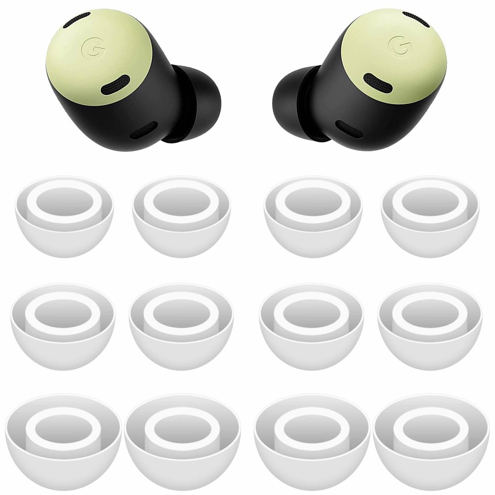 6 Pairs Eartips Compatible with Pixel Buds Pro Ear Tips Buds, Replacement Silicone Rubber Earbuds Gel Earplug Wing Fit in Case Accessories Compatible with Google Pixel Buds Pro - S/M/L White