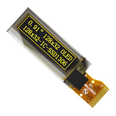 0.91 inch OLED display screen 14pin 128x32 LCD screen I2C HD highlight (yellow)