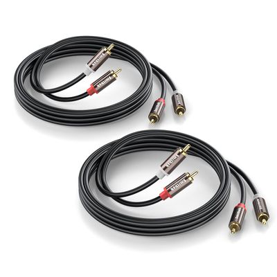 Smithok RCA Cables 2 Pack[Hi-Fi Sound, PVC Jacket, Shielded], 2-Male to 2-Male RCA Audio Stereo Subwoofer Cable Auxiliary Cord for Home Theater,Amplifiers,HDTV,Hi-Fi Systems,Speakers (6.6Ft/2m)