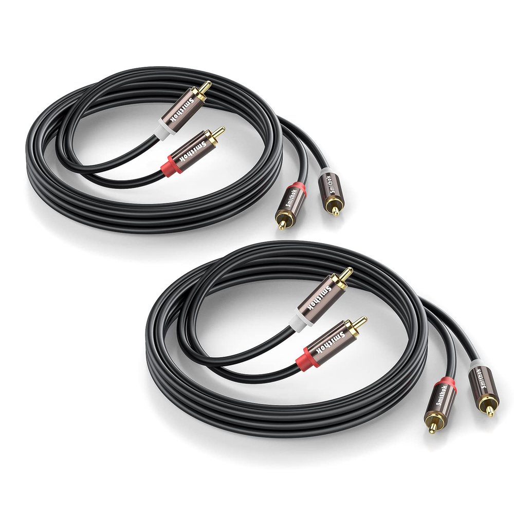 Smithok RCA Cables 2 Pack[Hi-Fi Sound, PVC Jacket, Shielded], 2-Male to 2-Male RCA Audio Stereo Subwoofer Cable Auxiliary Cord for Home Theater,Amplifiers,HDTV,Hi-Fi Systems,Speakers (6.6Ft/2m)