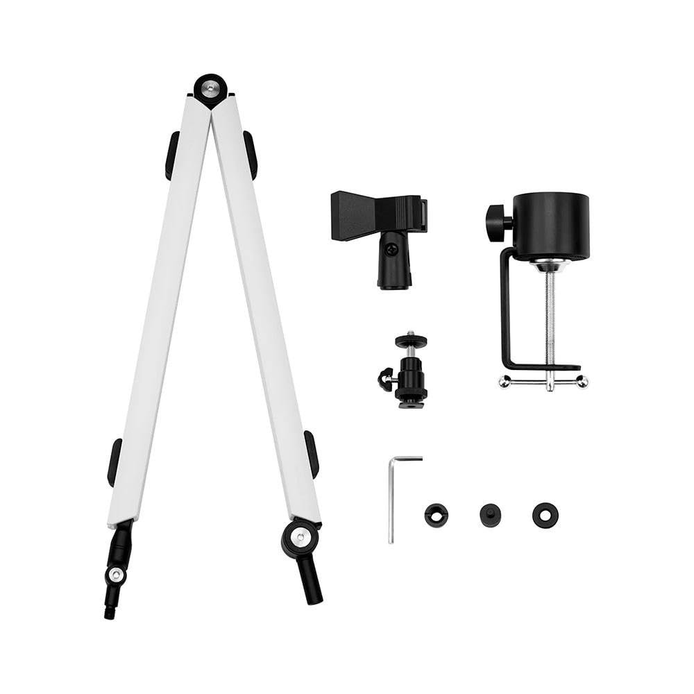 Streamplify Adjustable Microphone Arm Stand with Accessory Shoe Mount - 360 Rotation, 210 Angle Adjustment, Space-Saving & Universally Compatible - - Microphone Holder