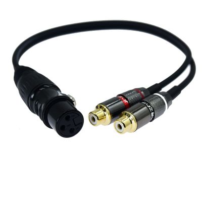 1ft XLR female to 2 RCA female Plug Y Splitter XLR 3 Pin to Dual RCA Stereo patch audio Cable Phono Interconnect Duplicator Lead Adapter Connector Sound card eq Microphone Cord 2 x Unbalanced(1 pack)