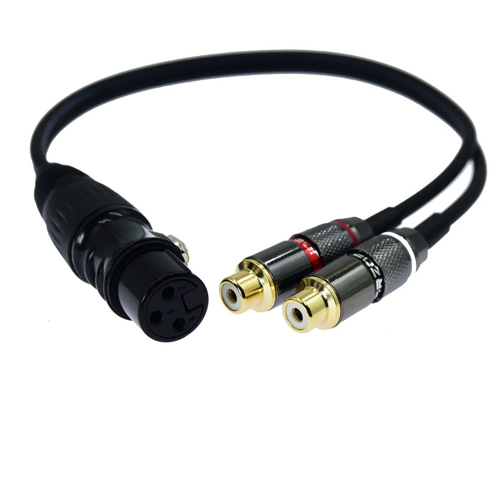1ft XLR female to 2 RCA female Plug Y Splitter XLR 3 Pin to Dual RCA Stereo patch audio Cable Phono Interconnect Duplicator Lead Adapter Connector Sound card eq Microphone Cord 2 x Unbalanced(1 pack)