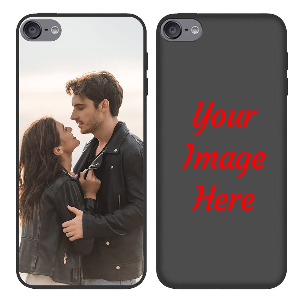 SuSuTiFy Custom Photo Phone Case for iPod Touch 5 6 7 Personalized Picture Text Logo Name Slim Soft Black Cover Unique Niche Gift for Couple Family Friends