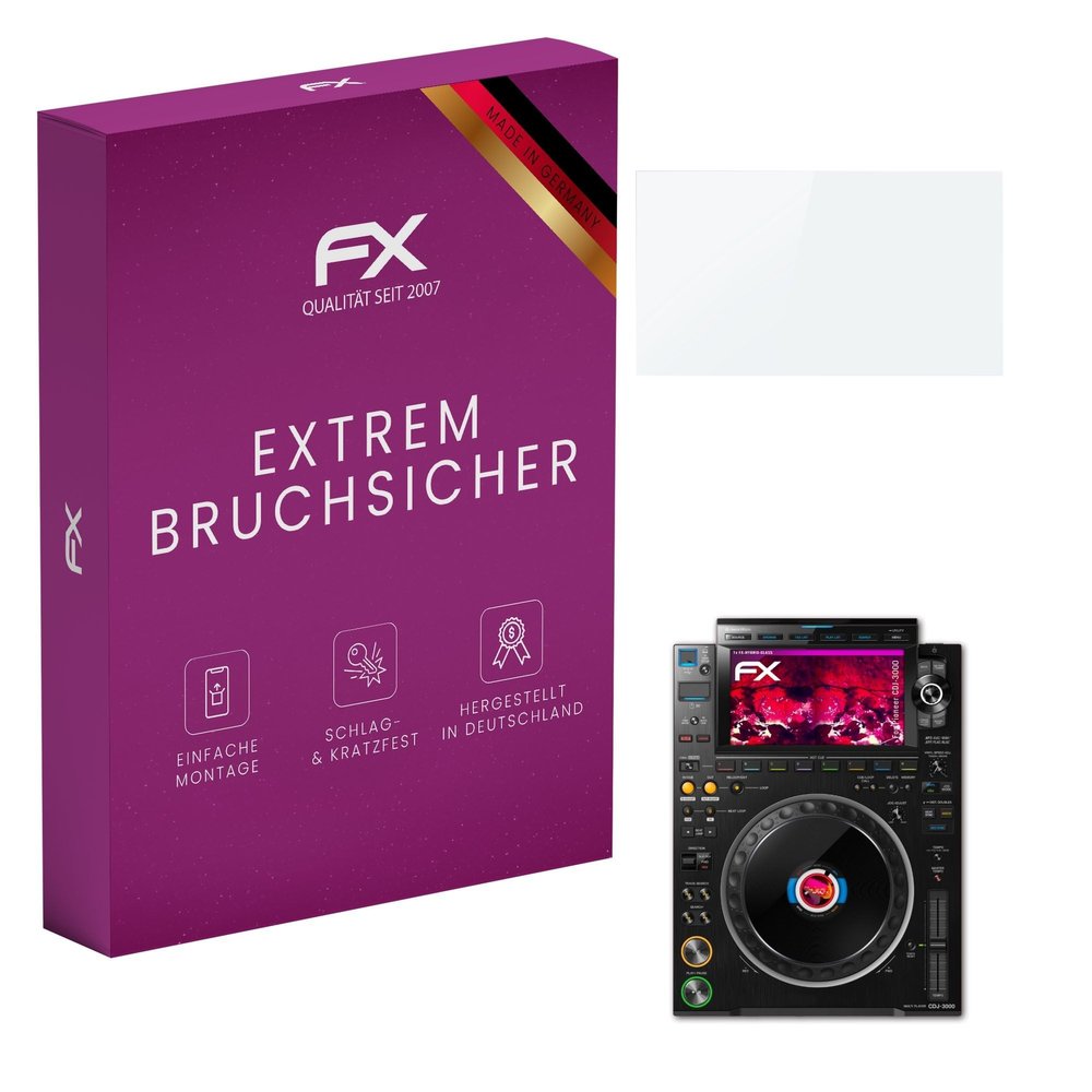 atFoliX Plastic Glass Protective Film compatible with Pioneer CDJ-3000, 9H Hybrid-Glass FX Screen Protector