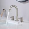 KIBI Circular 2-Handle Widespread Bathroom Sink Faucet | 8 Inch Solid Brass 3 Hole Faucet with Pop Up Drain | Durable and Leak-Proof Design | Brushed Nickel Finish (KBF1016) view 2