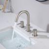 KIBI Circular 2-Handle Widespread Bathroom Sink Faucet | 8 Inch Solid Brass 3 Hole Faucet with Pop Up Drain | Durable and Leak-Proof Design | Brushed Nickel Finish (KBF1016) view 3
