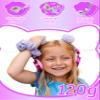 charlxee Kids Pom Headphones with Mic for Travel/Car/Plane,Added 85DB Limit Function&Shareport,Unicorns Gifts for Girls,On/Over Ear HD Stereo Wired Headsets with Nylon Cable-Hot-Purple view 2