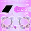 charlxee Kids Pom Headphones with Mic for Travel/Car/Plane,Added 85DB Limit Function&Shareport,Unicorns Gifts for Girls,On/Over Ear HD Stereo Wired Headsets with Nylon Cable-Hot-Purple view 4