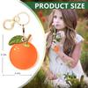 BORKUANA Leather Keychain Holder Case Compatible with Apple AirTag, Cute Protective Air Tag Cover With Keychain Ring, Anti-Scratch Finder GPS Tracker Case for Wallet Keys(Tangerine) view 2