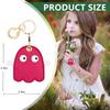 BORKUANA Leather Keychain Holder Case Compatible with Apple AirTag, Cute Protective Air Tag Cover With Keychain Ring, Anti-Scratch Finder GPS Tracker Case for Wallet Keys(Ghost) view 2