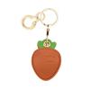 Leather Keychain Holder Case Compatible with Apple AirTag, Cute Protective Tag Cover with Keychain Ring, Anti-Scratch Finder GPS Tracker Case for Wallet Keys(Carrot) view 1