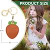 Leather Keychain Holder Case Compatible with Apple AirTag, Cute Protective Tag Cover with Keychain Ring, Anti-Scratch Finder GPS Tracker Case for Wallet Keys(Carrot) view 2