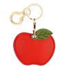 BORKUANA Leather Keychain Holder Case Compatible with Apple AirTag, Cute Protective Air Tag Cover With Keychain Ring, Anti-Scratch Finder GPS Tracker Case for Wallet Keys(Red apple) view 1